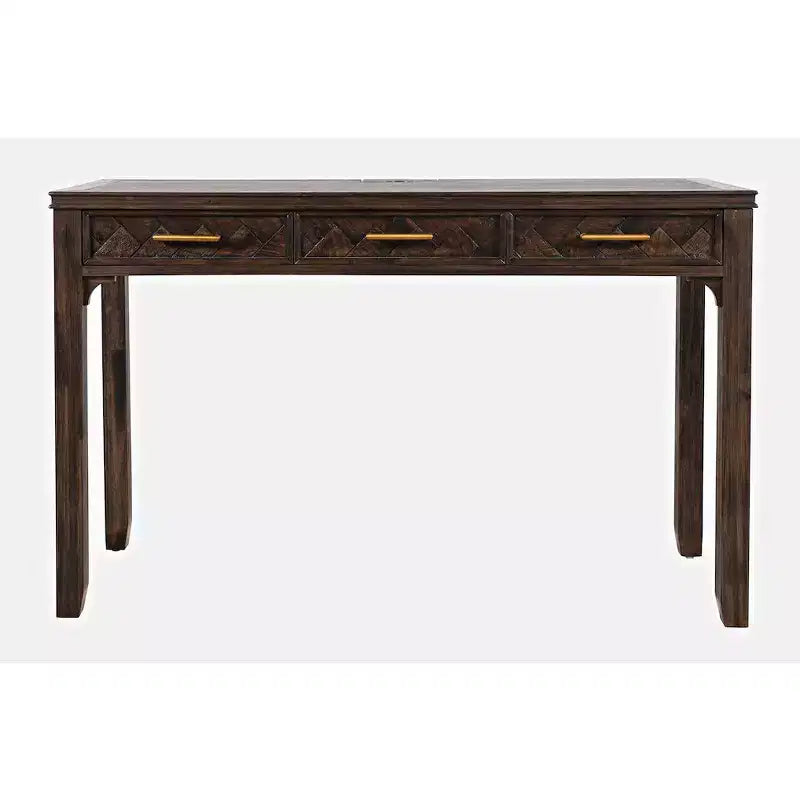 Jofran,Gramercy Mid-Century Modern Chevron Three Drawer USB Charging Desk