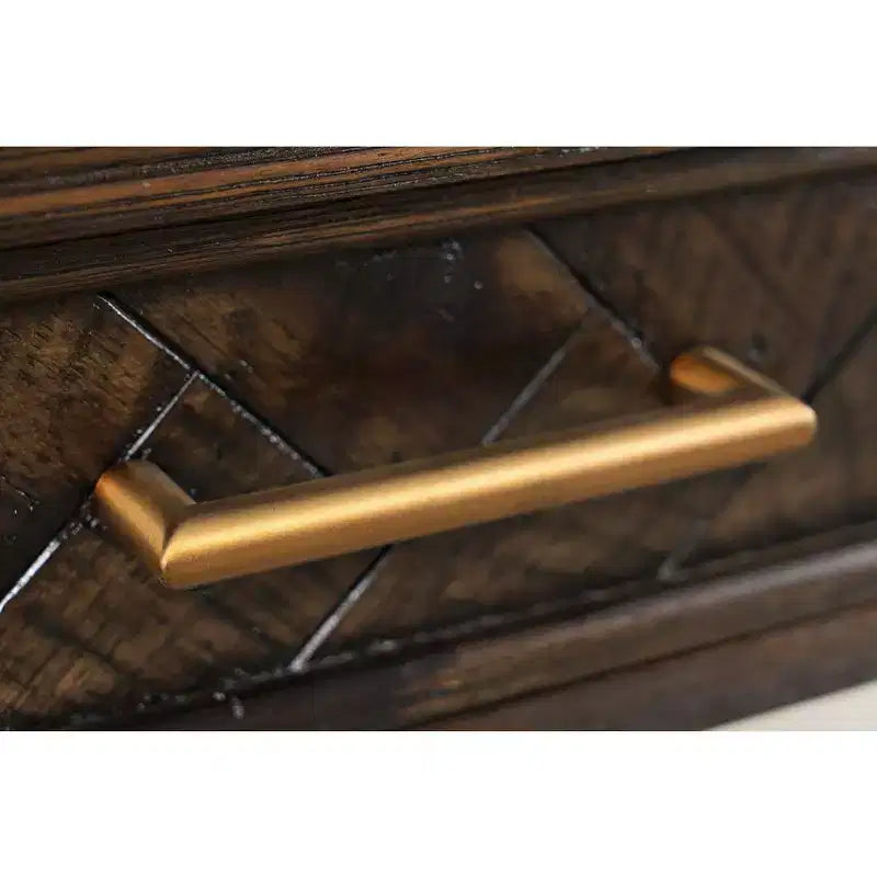 Bureau Jofran, Gramercy Mid-Century Modern avec motif chevron, trois tiroirs et recharge USB