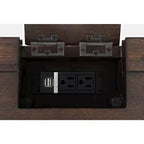 Bureau Jofran, Gramercy Mid-Century Modern avec motif chevron, trois tiroirs et recharge USB