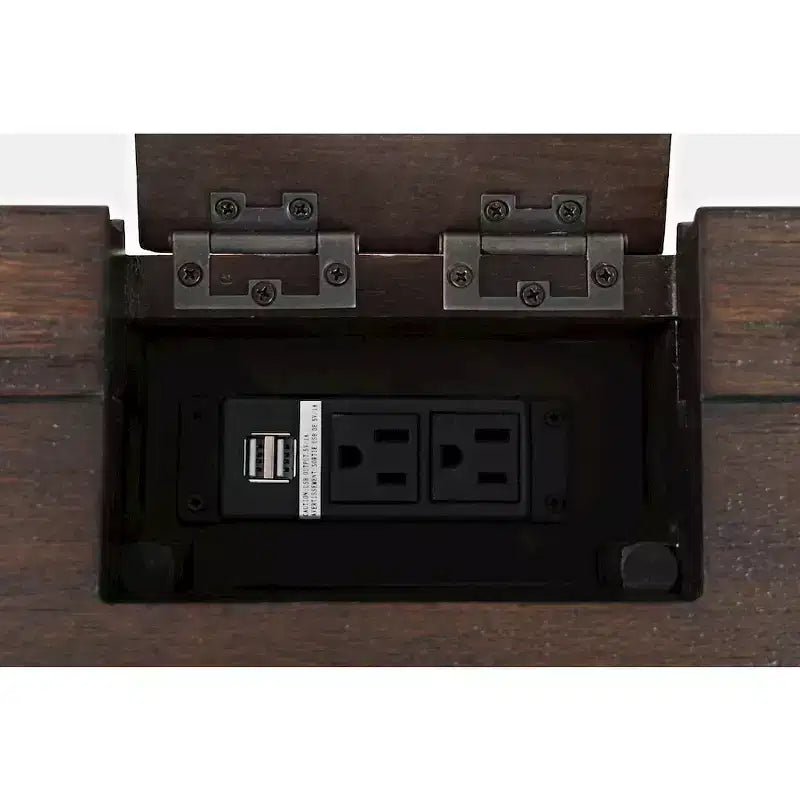 Bureau Jofran, Gramercy Mid-Century Modern avec motif chevron, trois tiroirs et recharge USB