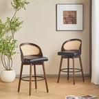 Christopher Knight Home Ovid Tabourets de bar contemporains en rotin et bois d'hévéa imitation cuir (lot de 2)