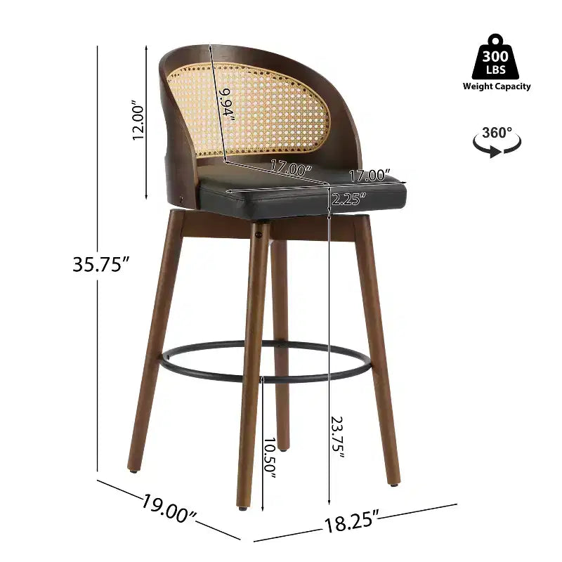 Christopher Knight Home Ovid Tabourets de bar contemporains en rotin et bois d'hévéa imitation cuir (lot de 2)