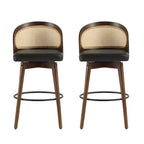 Christopher Knight Home Ovid Tabourets de bar contemporains en rotin et bois d'hévéa imitation cuir (lot de 2)
