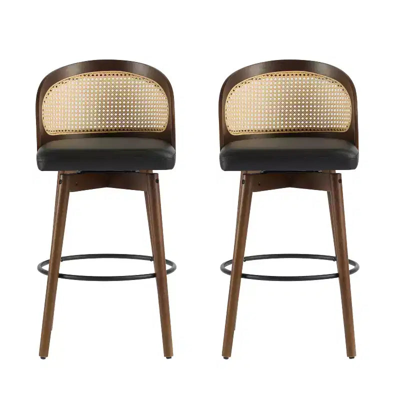 Christopher Knight Home Ovid Tabourets de bar contemporains en rotin et bois d'hévéa imitation cuir (lot de 2)