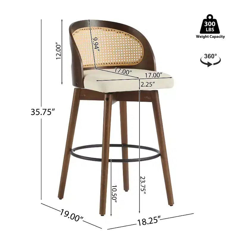 Christopher Knight Home Ovid Tabourets de bar contemporains en rotin et bois d'hévéa imitation cuir (lot de 2)