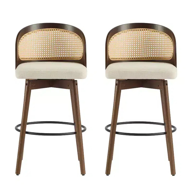 Christopher Knight Home Ovid Tabourets de bar contemporains en rotin et bois d'hévéa imitation cuir (lot de 2)