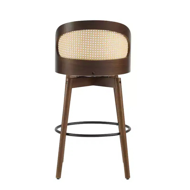 Christopher Knight Home Ovid Tabourets de bar contemporains en rotin et bois d'hévéa imitation cuir (lot de 2)