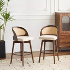 Christopher Knight Home Ovid Contemporary Rattan and Rubberwood Faux Leather Barstools (Set of 2)