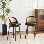 Christopher Knight Home Ovid Tabourets de bar contemporains en rotin et bois d'hévéa imitation cuir (lot de 2)