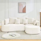 Canapé sectionnel modulaire incurvé de 269 cm avec méridienne et fonction couchage, en tissu chenille, aucun assemblage requis pour salon/appartement/chambre à coucher