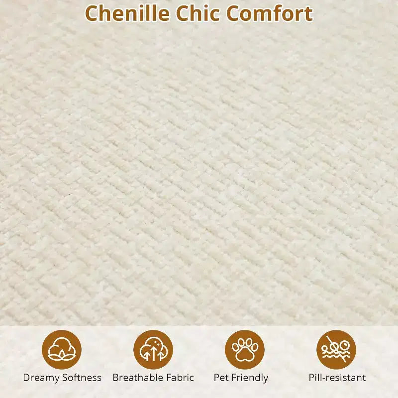 Canapé sectionnel modulaire incurvé de 269 cm avec méridienne et fonction couchage, en tissu chenille, aucun assemblage requis pour salon/appartement/chambre à coucher