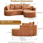 Canapé sectionnel modulaire incurvé de 269 cm avec méridienne et fonction couchage, en tissu chenille, aucun assemblage requis pour salon/appartement/chambre à coucher