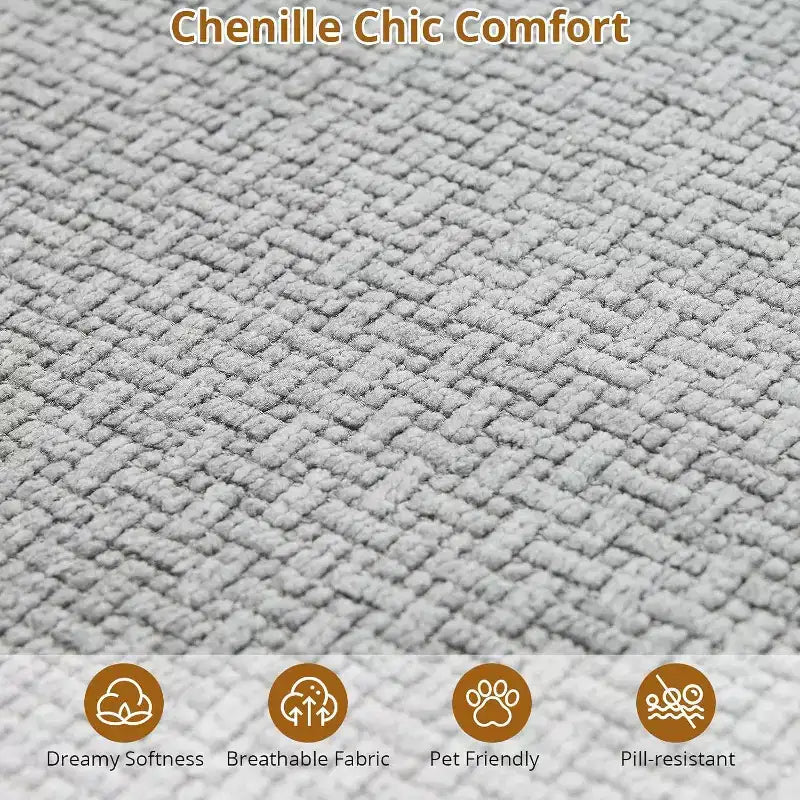 Canapé sectionnel modulaire incurvé de 269 cm avec méridienne et fonction couchage, en tissu chenille, aucun assemblage requis pour salon/appartement/chambre à coucher