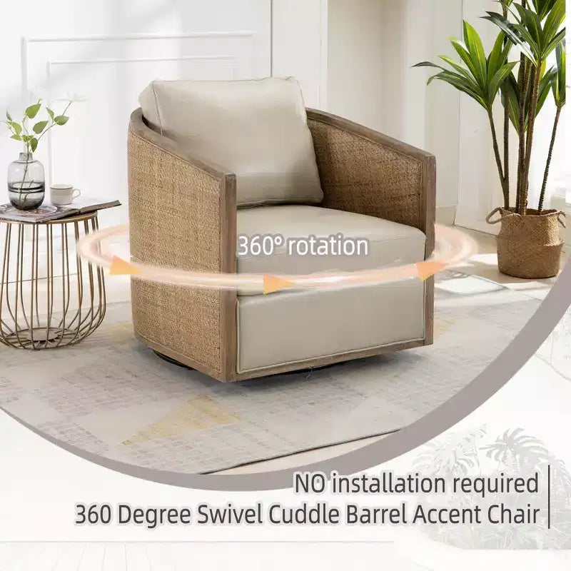 Fauteuil pivotant, fauteuil rond confortable pour salon, pivotant à 360 degrés