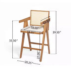 Christopher Knight Home Kelsey Modern Minimalist Rubberwood and Cane Upholstered Bar Stools (Set of 2)