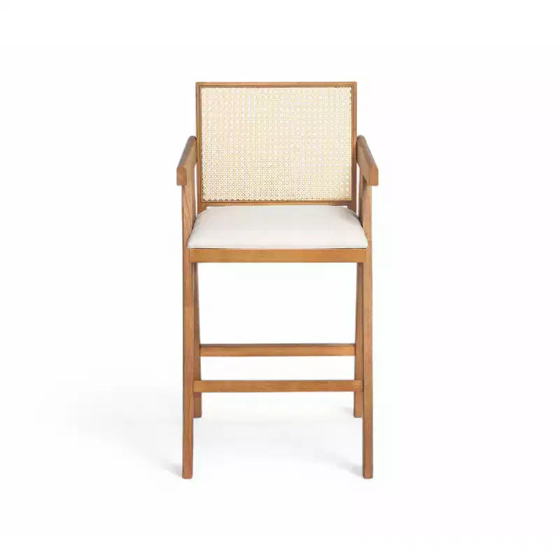Christopher Knight Home Kelsey Modern Minimalist Rubberwood and Cane Upholstered Bar Stools (Set of 2)