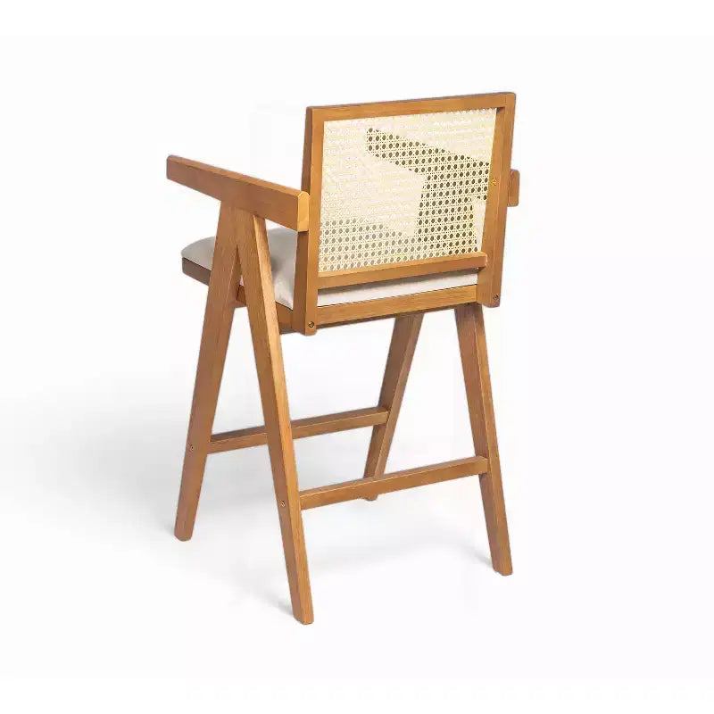 Christopher Knight Home Kelsey Modern Minimalist Rubberwood and Cane Upholstered Bar Stools (Set of 2)