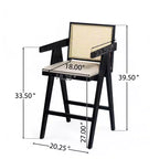 Christopher Knight Home Kelsey Modern Minimalist Rubberwood and Cane Upholstered Bar Stools (Set of 2)