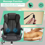 Chaise de Bureau BestMassage Fauteuil de Direction en Cuir PU à Dossier Haut