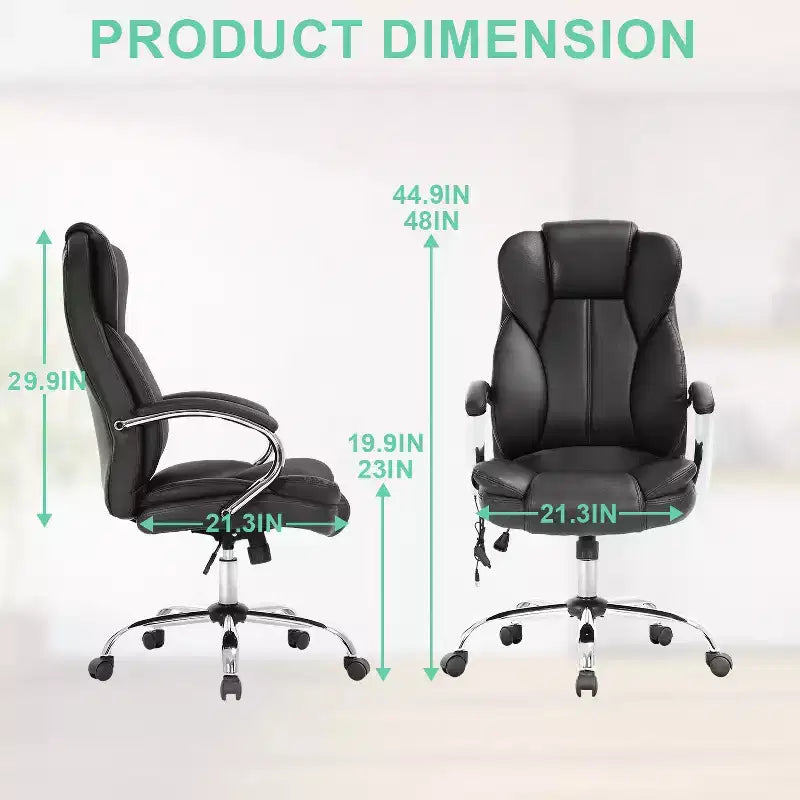 Chaise de Bureau BestMassage Fauteuil de Direction en Cuir PU à Dossier Haut