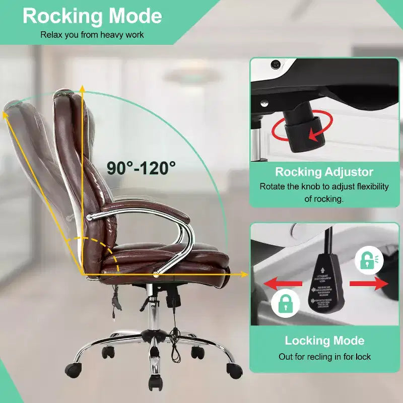 Chaise de Bureau BestMassage Fauteuil de Direction en Cuir PU à Dossier Haut