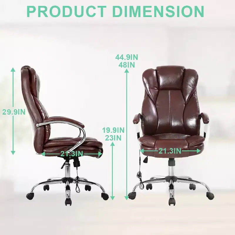 Chaise de Bureau BestMassage Fauteuil de Direction en Cuir PU à Dossier Haut
