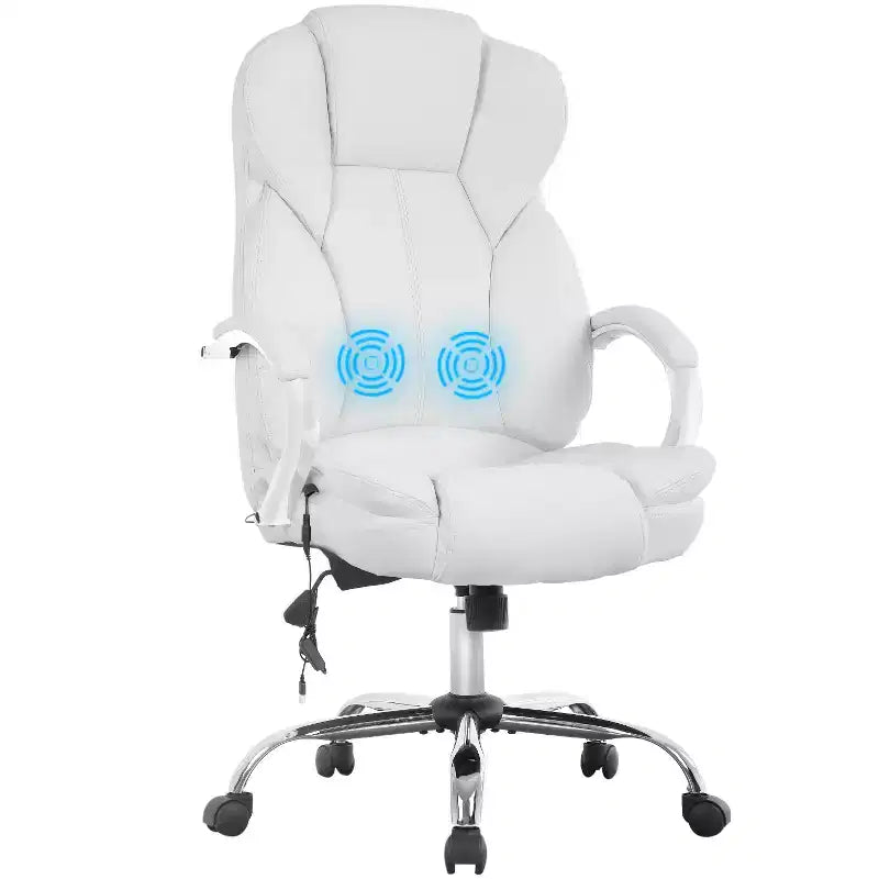 Chaise de Bureau BestMassage Fauteuil de Direction en Cuir PU à Dossier Haut