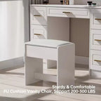 Homesflex 43 White Vanity Desk with Mirror, LED Lights, Power Outlet, 3 Light Modes, 7 Drawers, and Chair for Bedroom or Dressing Room