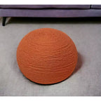 HomeRoots 20 Orange Wool Round Ribbed Pouf Ottoman