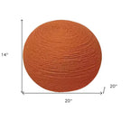 HomeRoots 20 Orange Wool Round Ribbed Pouf Ottoman