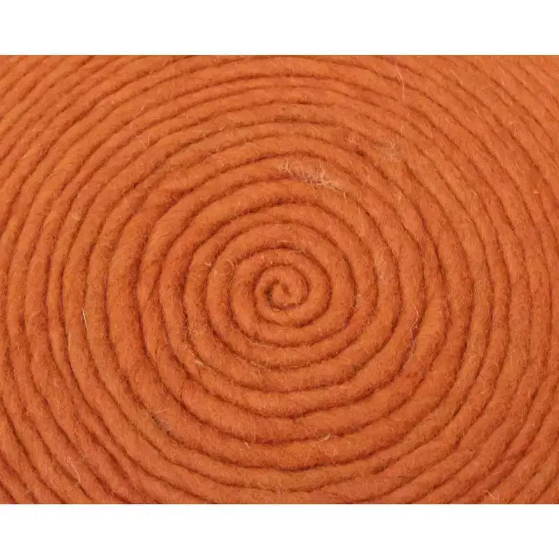 HomeRoots 20 Orange Wool Round Ribbed Pouf Ottoman
