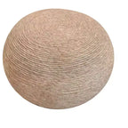 HomeRoots 20 Beige Wool Round Ribbed Pouf Ottoman