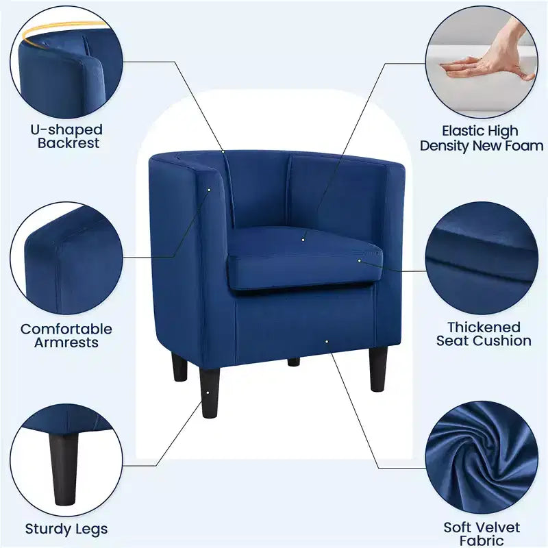 Yaheetech Lot de 2 fauteuils ronds en forme de tonneau pour salon, chambre, salle de réception