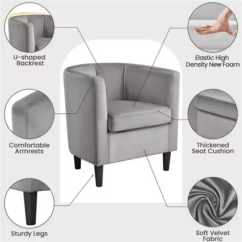 Yaheetech Lot de 2 fauteuils ronds en forme de tonneau pour salon, chambre, salle de réception