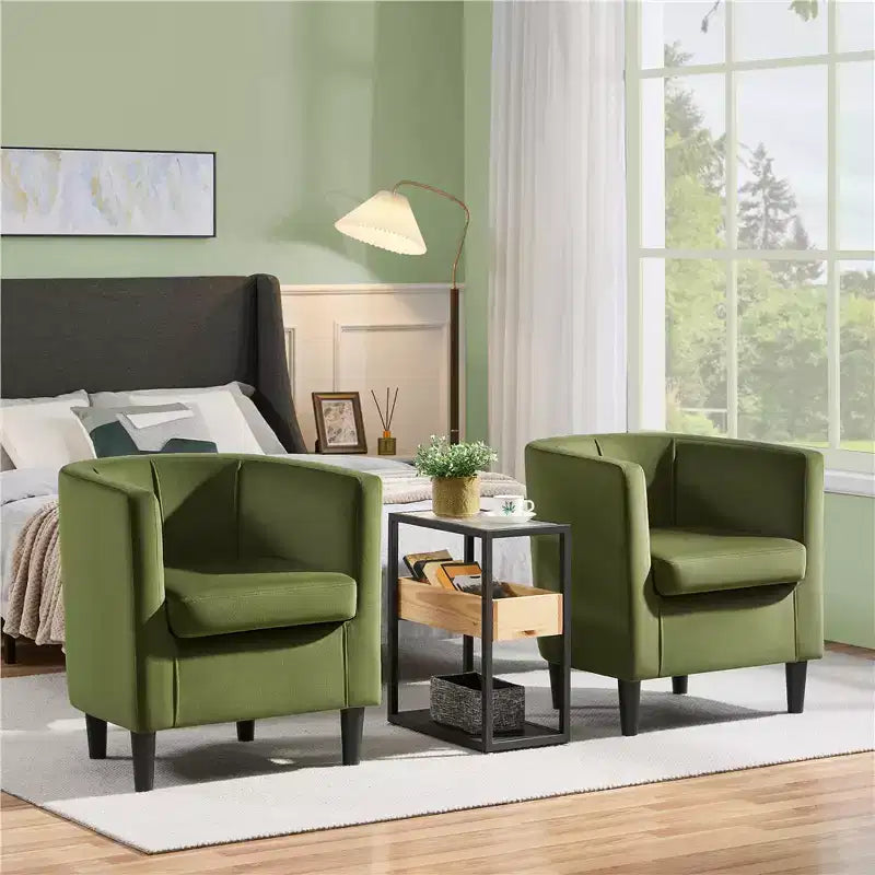 Yaheetech Lot de 2 fauteuils ronds en forme de tonneau pour salon, chambre, salle de réception