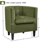 Yaheetech Lot de 2 fauteuils ronds en forme de tonneau pour salon, chambre, salle de réception