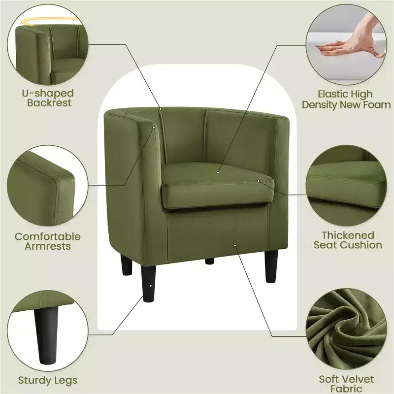 Yaheetech Lot de 2 fauteuils ronds en forme de tonneau pour salon, chambre, salle de réception