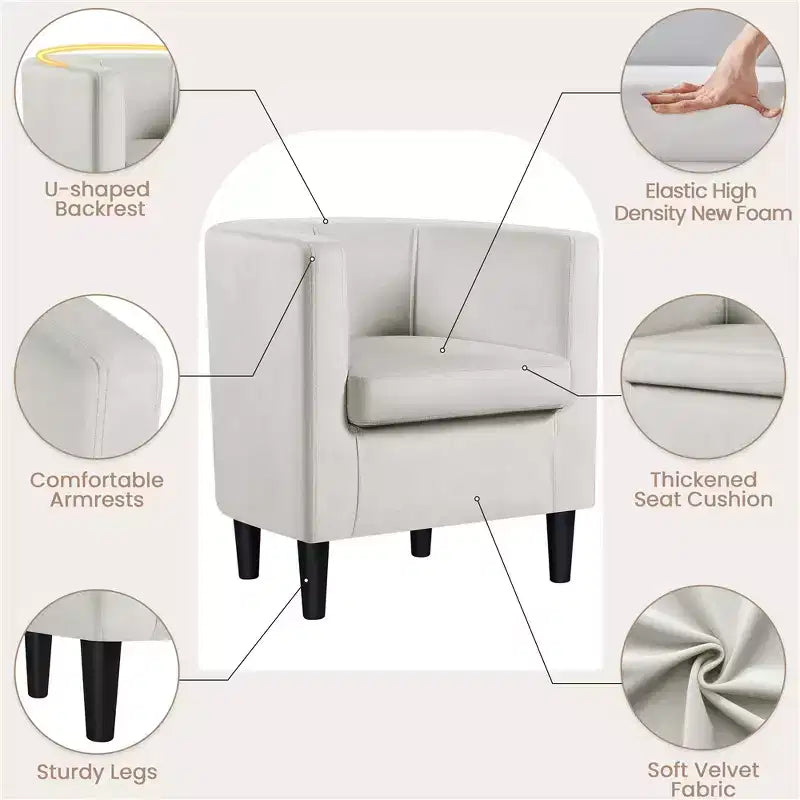 Yaheetech Lot de 2 fauteuils ronds en forme de tonneau pour salon, chambre, salle de réception