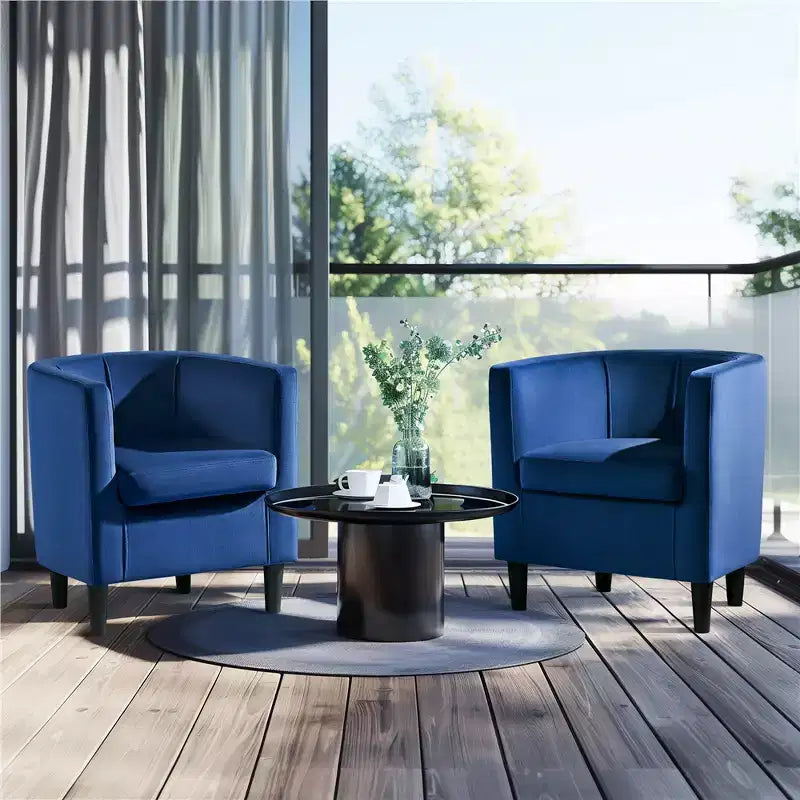 Yaheetech Lot de 2 fauteuils ronds en forme de tonneau pour salon, chambre, salle de réception