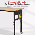 Workbench, Adjustable Workbench with Scale, Pegboard and 6 Hooks, 2200LBS Load Capacity Worktable for Garage, Office, Home