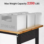 Workbench, Adjustable Workbench with Scale, Pegboard and 6 Hooks, 2200LBS Load Capacity Worktable for Garage, Office, Home