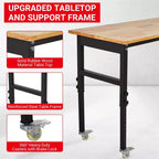 Workbench, Adjustable Workbench with Scale, Pegboard and 6 Hooks, 2200LBS Load Capacity Worktable for Garage, Office, Home