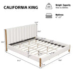 Christopher Knight Home Witt Lit plateforme moderne en bois et bouclette avec tête de lit à rayures verticales, blanc