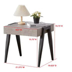 Kings Brand Furniture Camden Marble-Style Wood Side End Table, Nightstand, Sofa Table with Metal Legs for Living Room, Black/Gray
