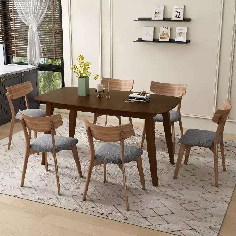 Christopher Knight Home Shari 7 Pieces Mid-century Modern Rubberwood Upholstered Dining Set