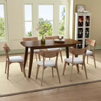 Ensemble de salle à manger Christopher Knight Home Shari 7 pièces en bois d'hévéa rembourré de style moderne du milieu du siècle