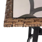 GDFStudio Burton Outdoor 3 Pieces Bar Stools Set with Glass Table Top