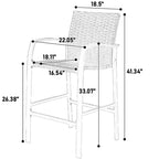 GDFStudio Burton Outdoor 3 Pieces Bar Stools Set with Glass Table Top