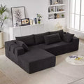 Modern Chenille Upholstered Sectional Sofa Couch Set, Modular 108 L-Shaped Sectional Living Room Sofa Set with 6 Cushions