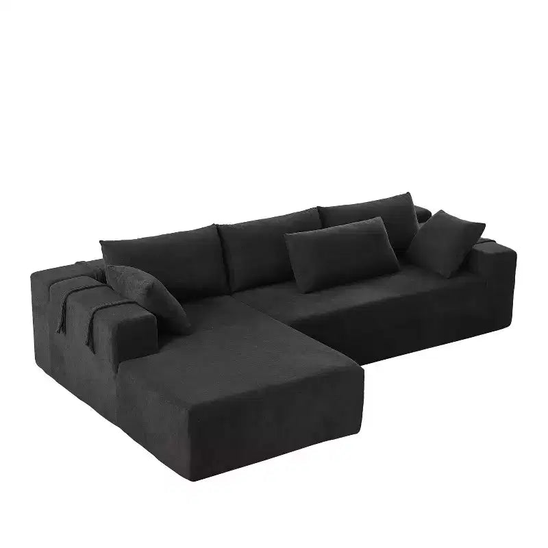 Canapé sectionnel moderne en chenille, ensemble de canapés modulaires en forme de L de 108 po avec 6 coussins pour salon